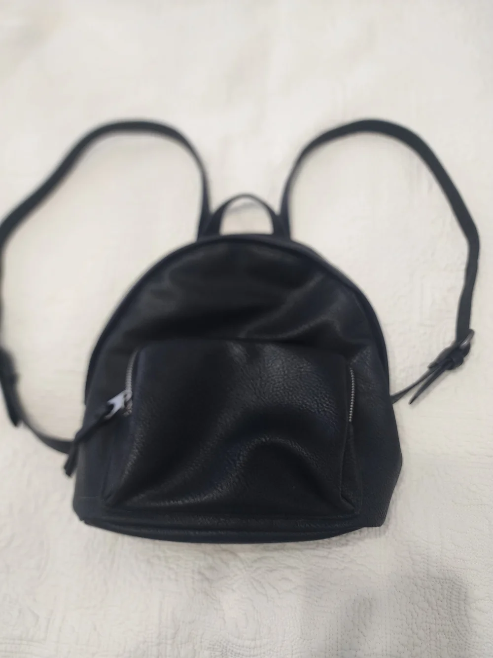 Universal Thread Black Faux Leather Mini Backpack with Interior Zipper Pocket